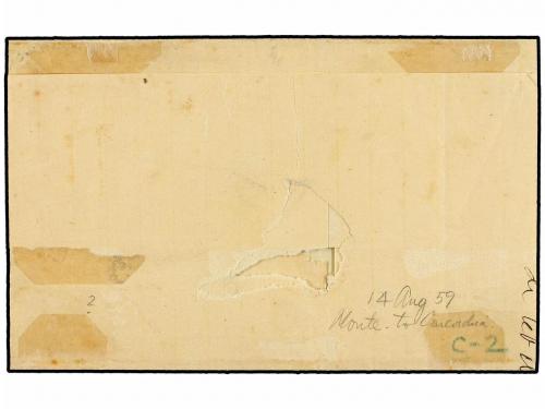 ¿ URUGUAY. 1859. MONTEVIDEO a CONCORDIA. 60 cts. gris lila,