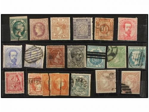 LOTES y COLECCIONES. ESPAÑA. Conjunto de fichas con sellos c