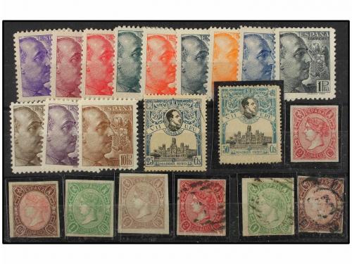 LOTES y COLECCIONES. ESPAÑA. Conjunto de fichas con sellos c