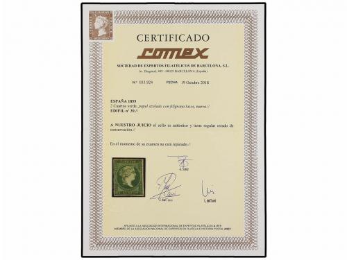 * ESPAÑA. Ed. 39. 2 cuartos verde. Bonito ejemplar, márgenes