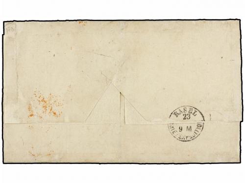 ✉ SUIZA. 1862. ZURICH to BUENOS AYRES. 5 rp. rose red and pa