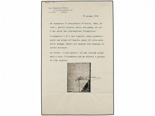 ** ITALIA. 1891-96. 20 cts. naranja. FALTA GRAN PARTE DE LA