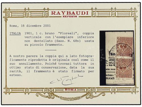 Δ ITALIA. Sa. 68n. 1901. 1 cto. castaño. Pareja vertical SEL