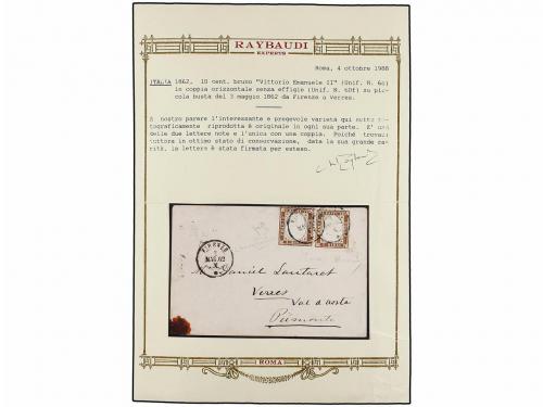 ¿ ITALIA. 1862. FIRENZE a VERES. 10 cts. castaño oliva oscur