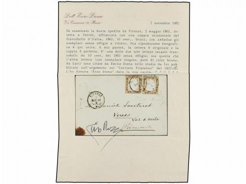 ¿ ITALIA. 1862. FIRENZE a VERES. 10 cts. castaño oliva oscur