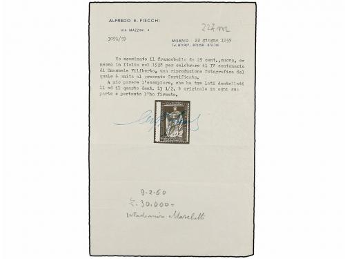 * ITALIA. 1928. 25 cts. rojo y verde. DENTADO 11 por tres la