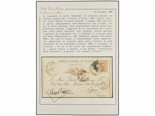 ¿ ITALIA. 1891. GÉNOVA a FRANCIA. Entero postal de 7 1/2 cto