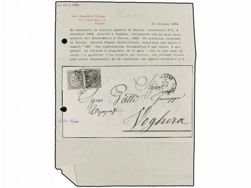 ¿ ITALIA. 1868. TORINO a VOGHERA. 10 cts. ocre amarillo en p