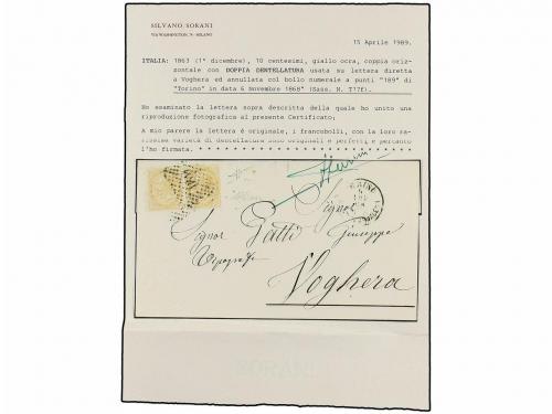 ¿ ITALIA. 1868. TORINO a VOGHERA. 10 cts. ocre amarillo en p