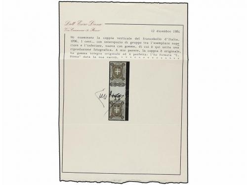 ** ITALIA. 1896. 1 cto. castaño. Pareja vertical con interpa