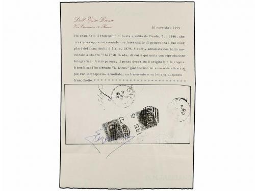 ¿ ITALIA. Ed. 37. 1886. 5 cts. verde en pareja con INTERPANE