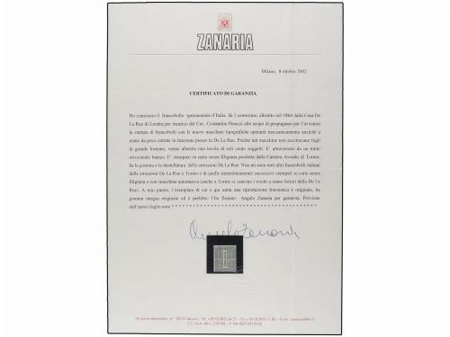 ** ITALIA. 1864. 1 cto. verde SELLO EXPERIMENTAL con línea b