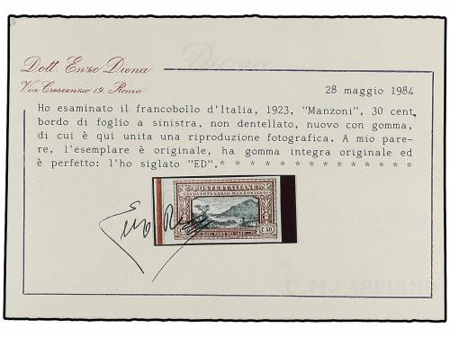 ** ITALIA. 1923. 50 cent. castaño y negro SIN DENTAR. MAGNÍF