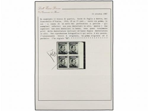 ** ITALIA. 1916. 20 cts. s. 15 cts. gris. Bloque de cuatro,