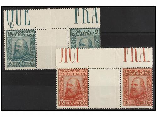 ** ITALIA. 1910. 5 cent. verde y 10 cts. rojo. Parejas con I