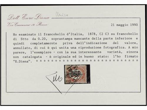 ° ITALIA. Sa. 31d. 2 cts. s. 0,20 carmín SIN LA SOBRECARGA "