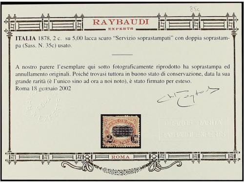 ° ITALIA. Sa. 35c. 2 cts. s. 5,00 carmín DOBLE SOBRECARGA, d