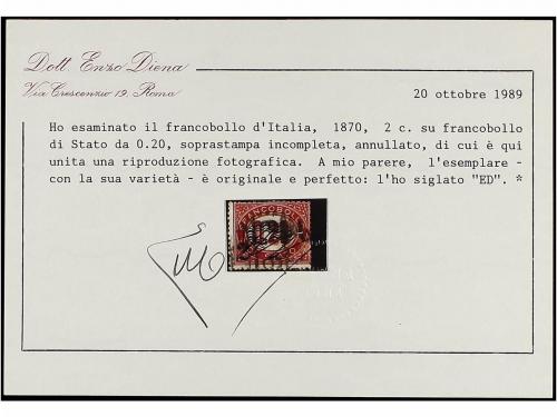 ° ITALIA. Sa. 31. 2 cts. s. 0,20 carmín, IMPRESIÓN PARCIAL D