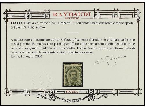 * ITALIA. Sa. 46h. 45 cts. oliva. DENTADO DESPLAZADO. No res