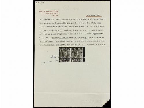 * ITALIA. Sa. 54a. 2 cts. s. 1,25 liras naranja. SOBRECARGA 