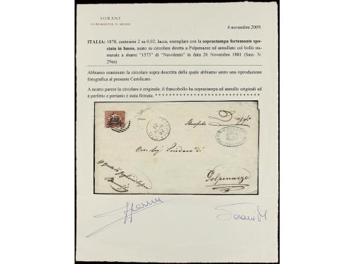 ✉ ITALIA. Sa. 29ea. 1881. NUVOI a GOLPENAZZO. 2 cts. s. 0,02