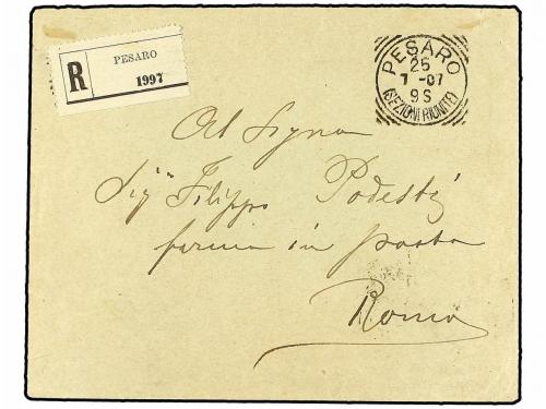 ✉ ITALIA. Sa. 73a, 79. 1907. PESARO a ROMA. 15 cts. s. 20 ct