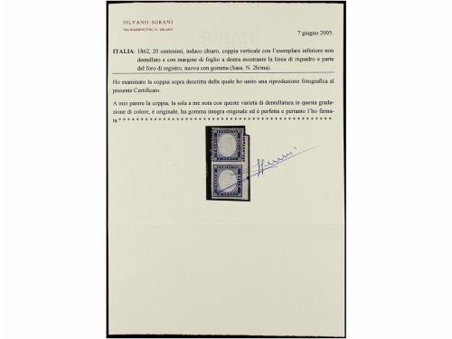 ** ITALIA. Sa. 2ma. 20 cents. azul. Pareja vertical, sello i