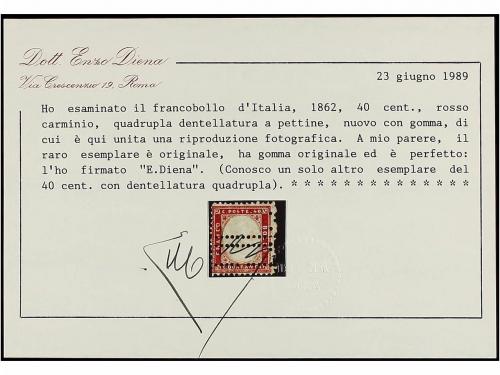 * ITALIA. Sa. 3nb. 40 cts. rosa CUÁDRUPLE DENTADO HORIZONTAL