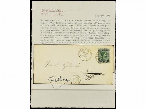 ✉ ITALIA. Sa. 53aeb. 1891. CLUSONE a BONDIONE. Faja de Prens