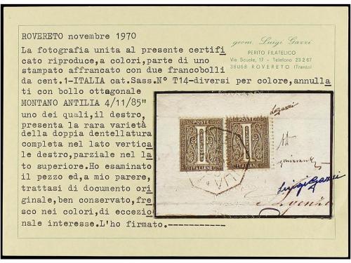 ✉ ITALIA. Sa. T-14f. 1885. MONTANO ANTILIA a PISCIOTTA. 1 ct