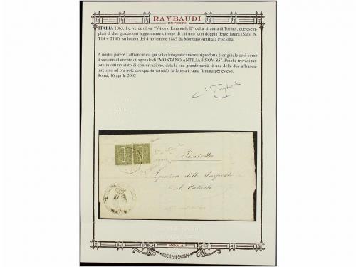 ✉ ITALIA. Sa. T-14f. 1885. MONTANO ANTILIA a PISCIOTTA. 1 ct