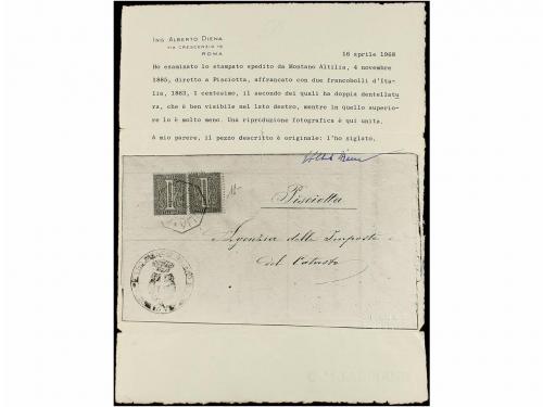 ✉ ITALIA. Sa. T-14f. 1885. MONTANO ANTILIA a PISCIOTTA. 1 ct