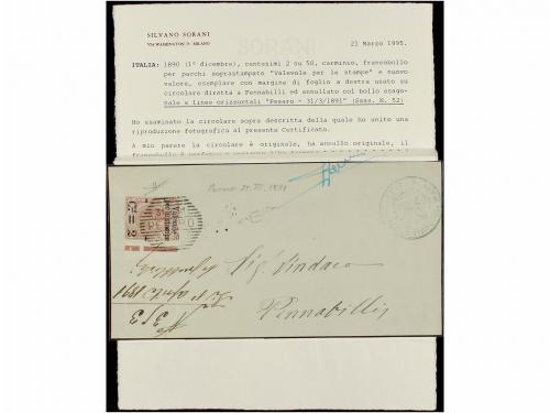 ✉ ITALIA. Sa. 52bah. 1891. PESARO a PENNABILLI. Faja de Pren