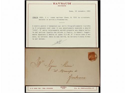 ✉ ITALIA. Sa. T-15f. 1866. FINALMARINA correo interior. Circ