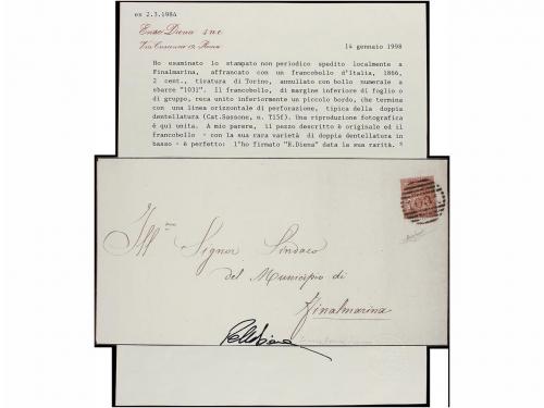 ✉ ITALIA. Sa. T-15f. 1866. FINALMARINA correo interior. Circ