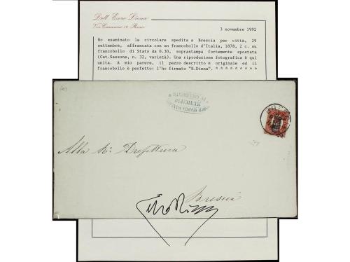 ✉ ITALIA. Sa. 32f. 1878. BRESCIA circular con franqueo de 2 
