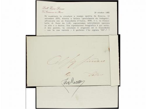 ✉ ITALIA. Sa. 34dc. 1879. BRESCIA a SELLERO. Circular con fr