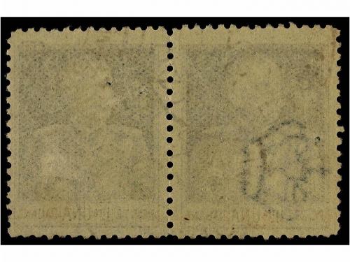 ° ITALIA. Sa. 190d. 1925. 1 lira azul. Pareja horizontal, un