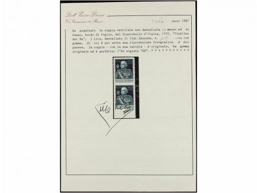 * ITALIA. Sa. 190m. 1925. 1 lira azul, dentado 11. Pareja ve