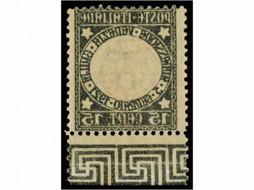 **/* ITALIA. Sa. 113. 1921. 15 cts. gris y rosa. Tres sellos