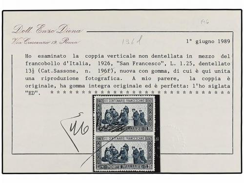 ** ITALIA. 1926. 1,25 liras azul DENTADO 13 1/2 en pareja ve