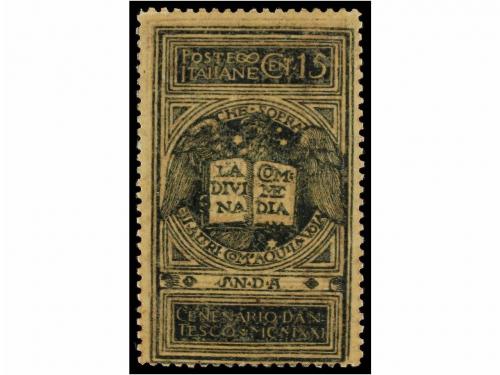 ** ITALIA. Sa. 116e. 1921. 15 cts. impresión RECTO-VERSO LIL