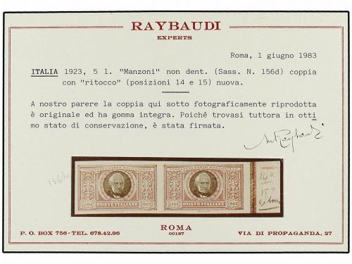 ** ITALIA. Sa. 156d. 1923. 5 Lire violeta y negro. Pareja SI