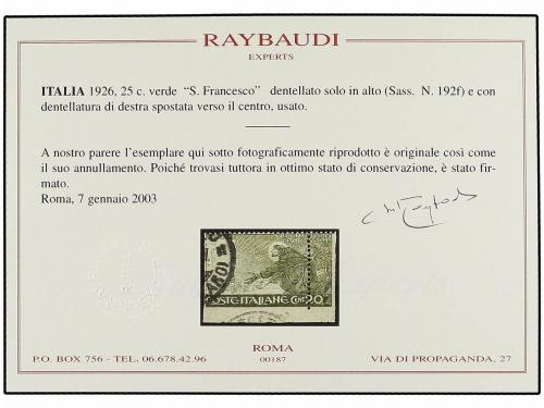 */° ITALIA. Sa. 192. 1926. 20 cents. verde. Seis sellos con 