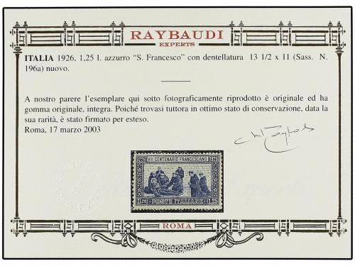 ** ITALIA. Sa. 196a. 1926. 1,25 liras azul, dent. 11 x 13 1/