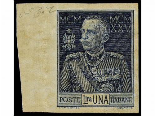 ** ITALIA. Sa. 187a. 1 Lira azul SIN DENTAR. IMPRESIÓN RECTO