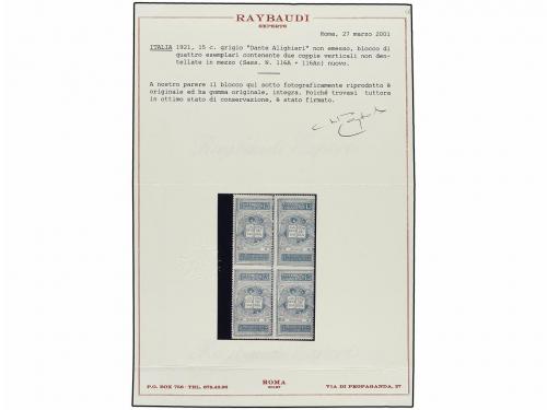 ** ITALIA. Sa. 116An. 15 cts. gris. Bloque de cuatro SIN DEN