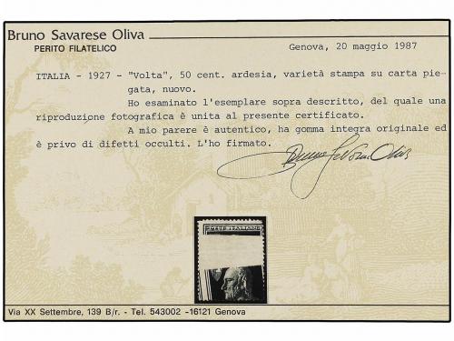 * ITALIA. Sa. 211. 1927. 50 cts. gris. Conjunto de VARIEDADE