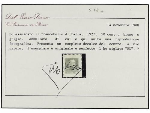 */° ITALIA. Sa. 218. 1927. 50 cents. castaño y gris. Conjunt