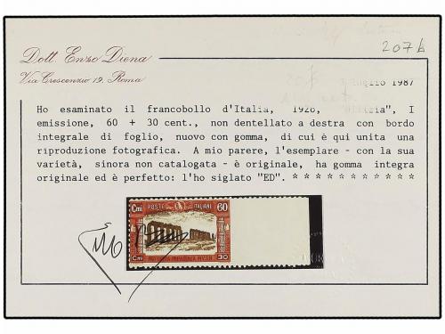 ** ITALIA. 1926. 60 cts. rojo y castaño SIN DENTAR MARGEN DE